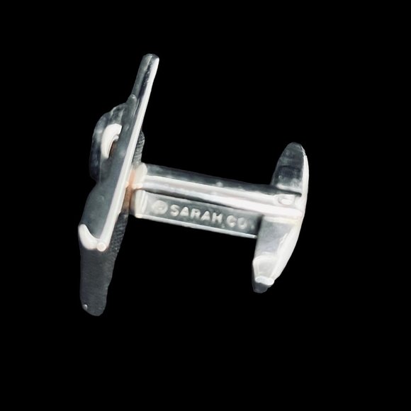 Vintage Sarah Coventry Silver Tone And Black Cufflinks & Tie Bar Set (4673) - Picture 4 of 7